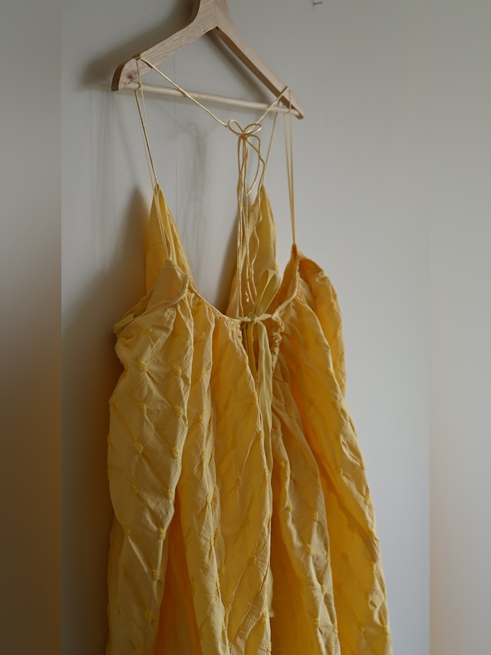 Free People NWT Butter Yellow Textured Open Back Maxi Dress BabyDoll XL - Picture 8 of 8